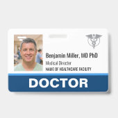 Photo de badge d'identification moderne bleu avec (Avant)