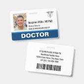 Photo de badge d'identification moderne bleu avec (Avant & arrière)