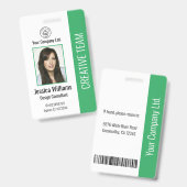 Photo de badge d'identité vert de l'employé avec l (Avant & arrière)