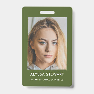 Photo de badge professionnel de l'employé vert mou
