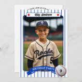 Photo de base-ball Invitation de fête d'anniversai (Devant / Derrière)