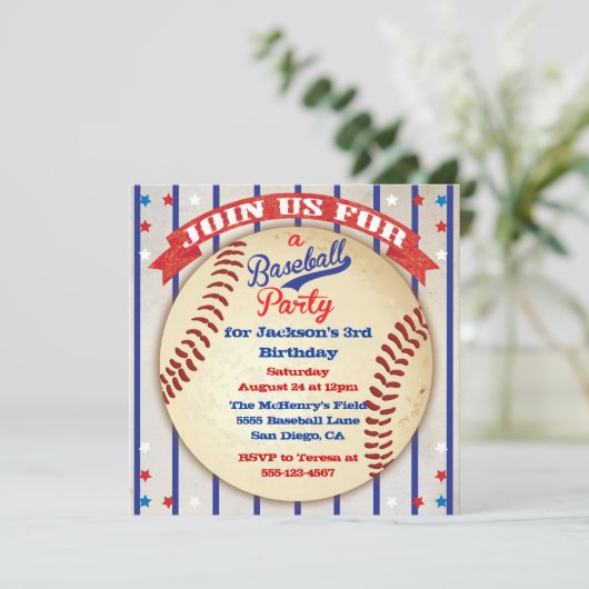 Photo de base-ball Invitation de fête d'anniversai (Debout devant)
