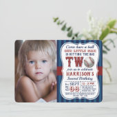 Photo de baseball 2e anniversaire Invitations (Debout devant)