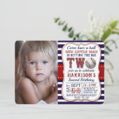 Photo de baseball 2e anniversaire Invitations (Debout devant)