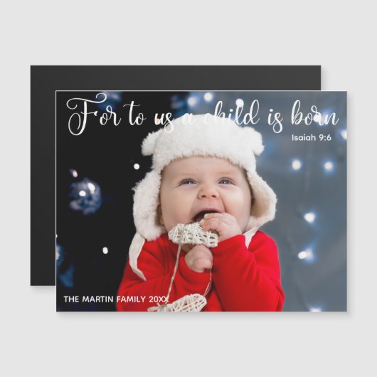 Photo de bébé de Noël Carte magnétique Verse relig (Devant / Derrière)