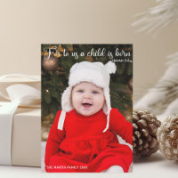 Photo de bébé de Noël Faire-part de naissance reli