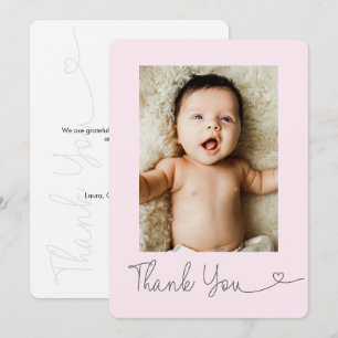 Photo de bébé Merci Cœur chic filigrane Rose