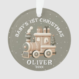 Photo de bébé neutre pour son 1er Noël Train Souve