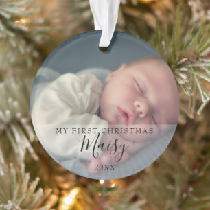 Photo de bébé pour le premier Noël avec monogramme