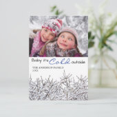 Photo de branches enneigées - Carte de Noël 3x5 (Debout devant)