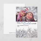 Photo de branches enneigées - Carte de Noël 3x5 (Devant / Derrière)