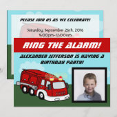 Photo de camion d'incendie Invitations de fête d'a (Devant / Derrière)
