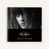 Photo de carnet de croquis noir blanc monogramme (Devant)