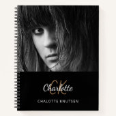 Photo de carnet de croquis noir blanc monogramme (Devant)