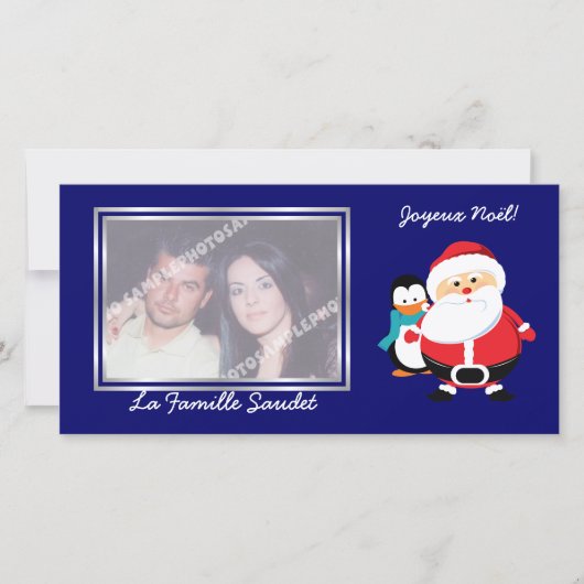 Photo de cartes de Père Noël et de Manchot le père (Devant)