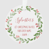 Photo de chat 1er Noël Watercolor Wreath 2024 (devant)