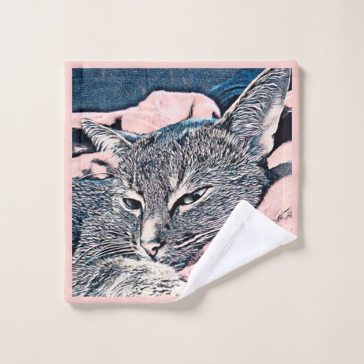 Photo de chat, chat, Animaux domestiques, chat drô (Gant de toilette)