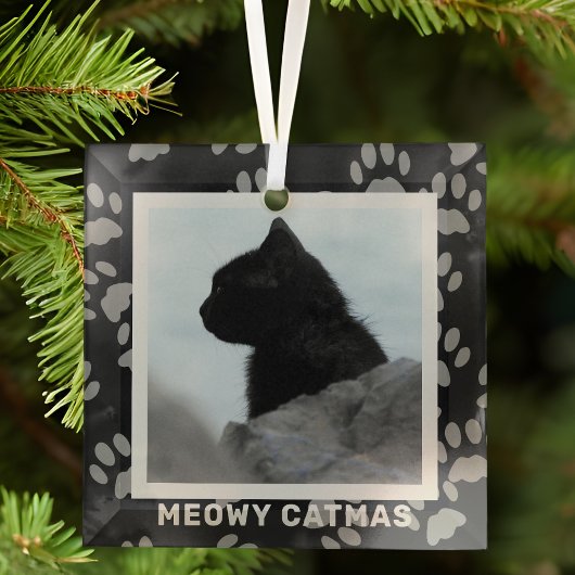 Photo de chat Meowa Catmas Ornement en verre d'ani