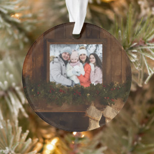 Photo de cheminée rustique de Noël en hiver