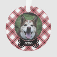 Photo de chien avec os à personnaliser à carreaux 