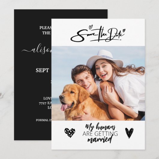 Photo de chien rustique pour faire-part de mariage (Devant / Derrière)