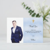 Photo de confirmation croix bleu garçon carte de r (Debout devant)