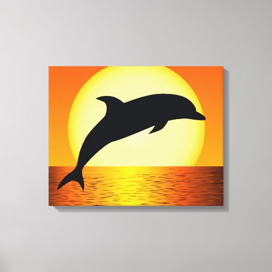 Photo de coucher de soleil dauphin sur toile envel (Recto)