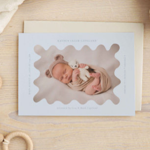 Photo de Faire-part de naissance de cadre bleu ond