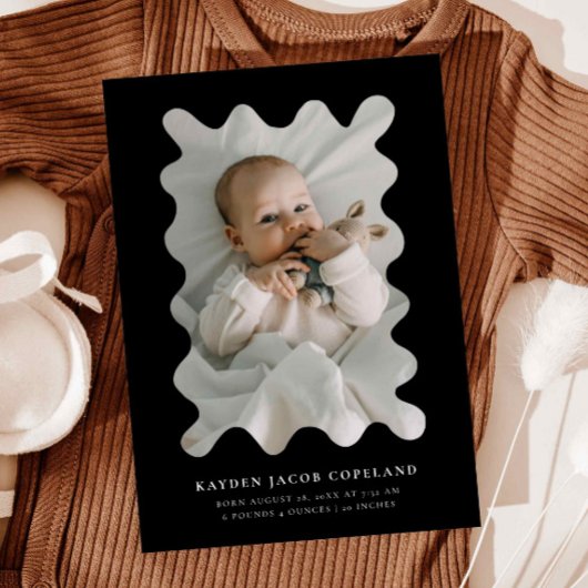 Photo de Faire-part de naissance de cadre noir