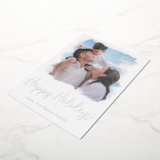 Photo de famille Carte de Noël Aquarelle Modèle (Rotation)