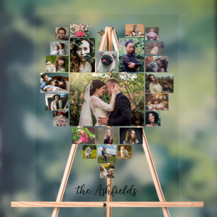 Photo de famille Collage Coeur 25 Photos Nom perso