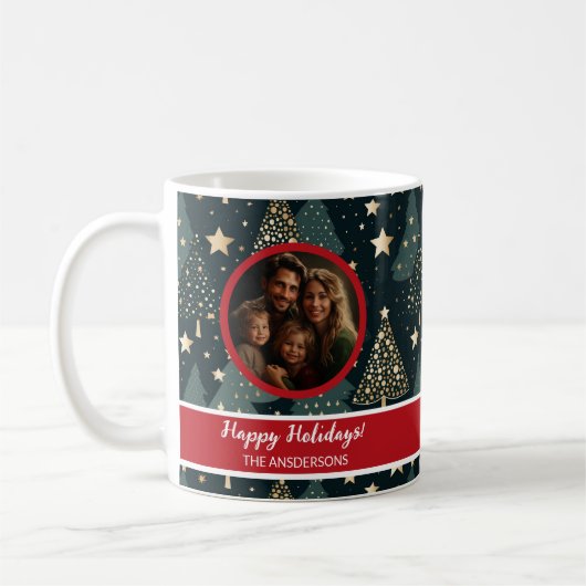 Photo de famille de Noël Joyful| Mug d'or vert (Gauche)