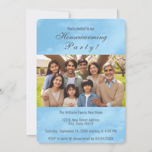 Photo de famille et Blue Sky Invitation au réchauf (Devant)