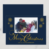 Photo de famille Flèches de neige Carte de Noël bl (Devant / Derrière)