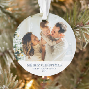 Photo de famille moderne Noël bleu marine
