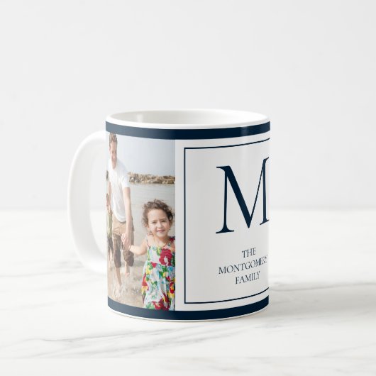 Photo de famille Monogramme Nom initial Cafe Mug (Devant gauche)