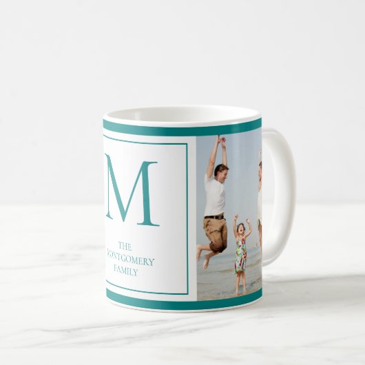 Photo de famille Monogramme Nom initial Cafe Mug (Devant droit)