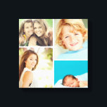 Photo de famille noire et blanche Collage de toile<br><div class="desc">Belle impression murale en toile personnalisée avec 4 de vos photos de famille personnalisées disposées dans un montage photo en grille carré. Ajoutez vos photos de famille préférées et créez une belle impression d'art en toile de conservation. Cliquez sur Customiser pour déplacer des photos, ajouter du texte et customiser des...</div>