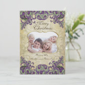 Photo de famille Purple & Green Peacock Carte de N (Debout devant)