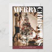 Photo de famille tendance | Carte de vacances roug (Devant)