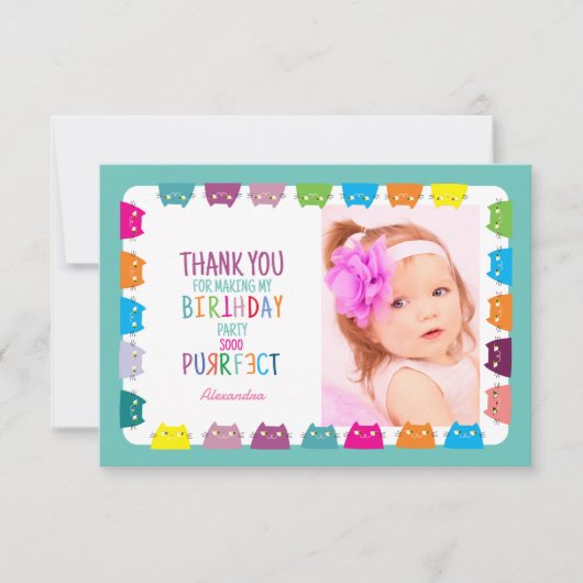Photo de fille chatte Anniversaire Merci (Devant)