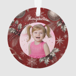 Photo de fille licorne de Noël cramoisie mignonne