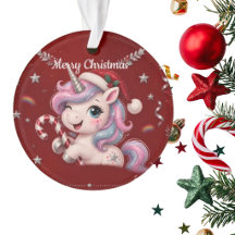 Photo de fille licorne de Noël cramoisie mignonne