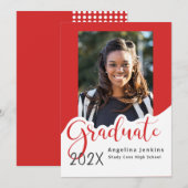 Photo de fin d'études Red 2022 Faire-part (Devant / Derrière)