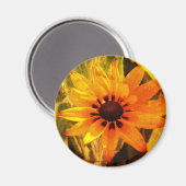 Photo de fleur jaune aimant rond (Recto/Verso)