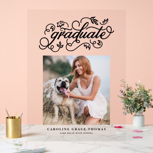 Photo de graduation de calligraphie rustique noire (Mariage)