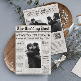 Photo de journal moderne Faire-part de mariage QR 