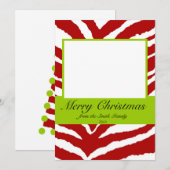 Photo de la carte de Noël avec imprimé Zebra (Devant / Derrière)