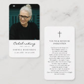 Photo de la carte de prière funéraire pour la célé (Devant / Derrière)