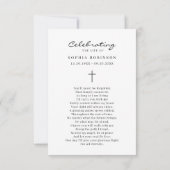 Photo de la carte de prière funéraire pour la célé (Dos)